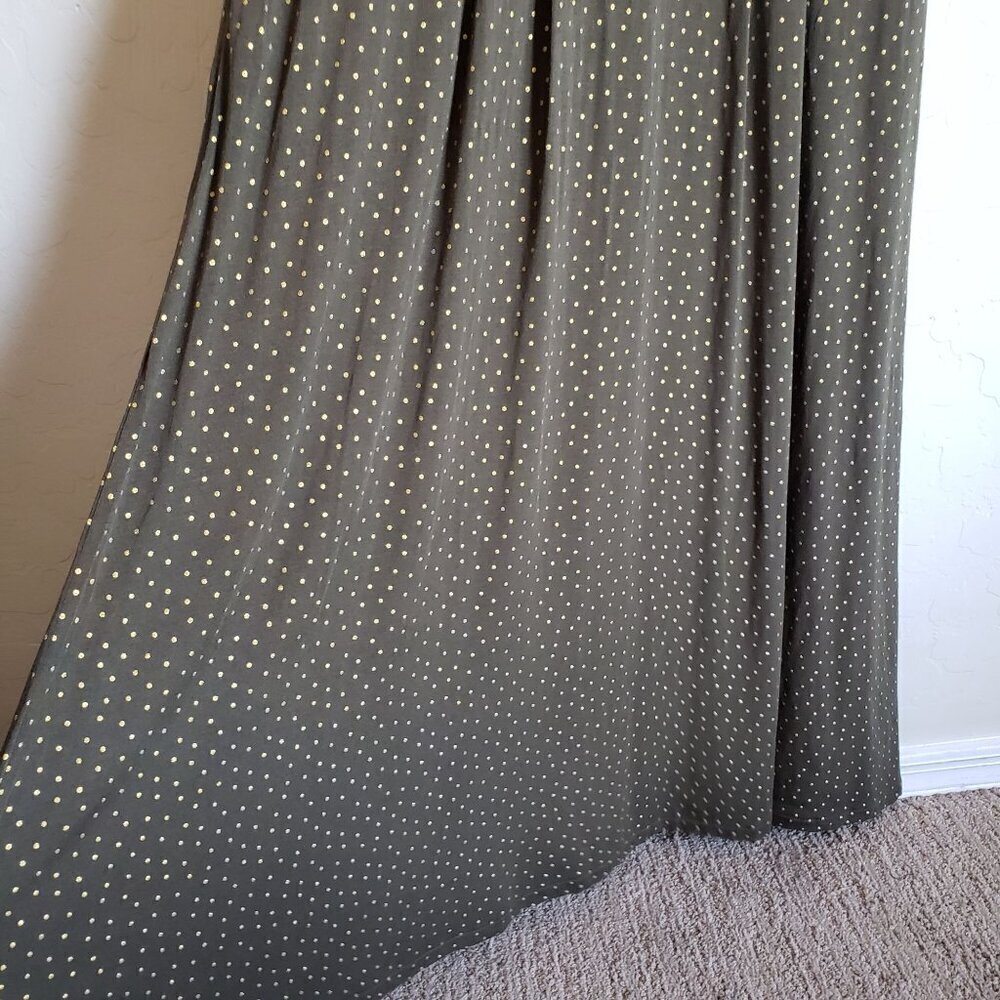 Boden Coraline Jersey V-Neck Midi Dress Metallic Gold Polka Dot Olive Womens 10R - Picture 5 of 12